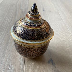 Lidded Jar hand painted in Thailand